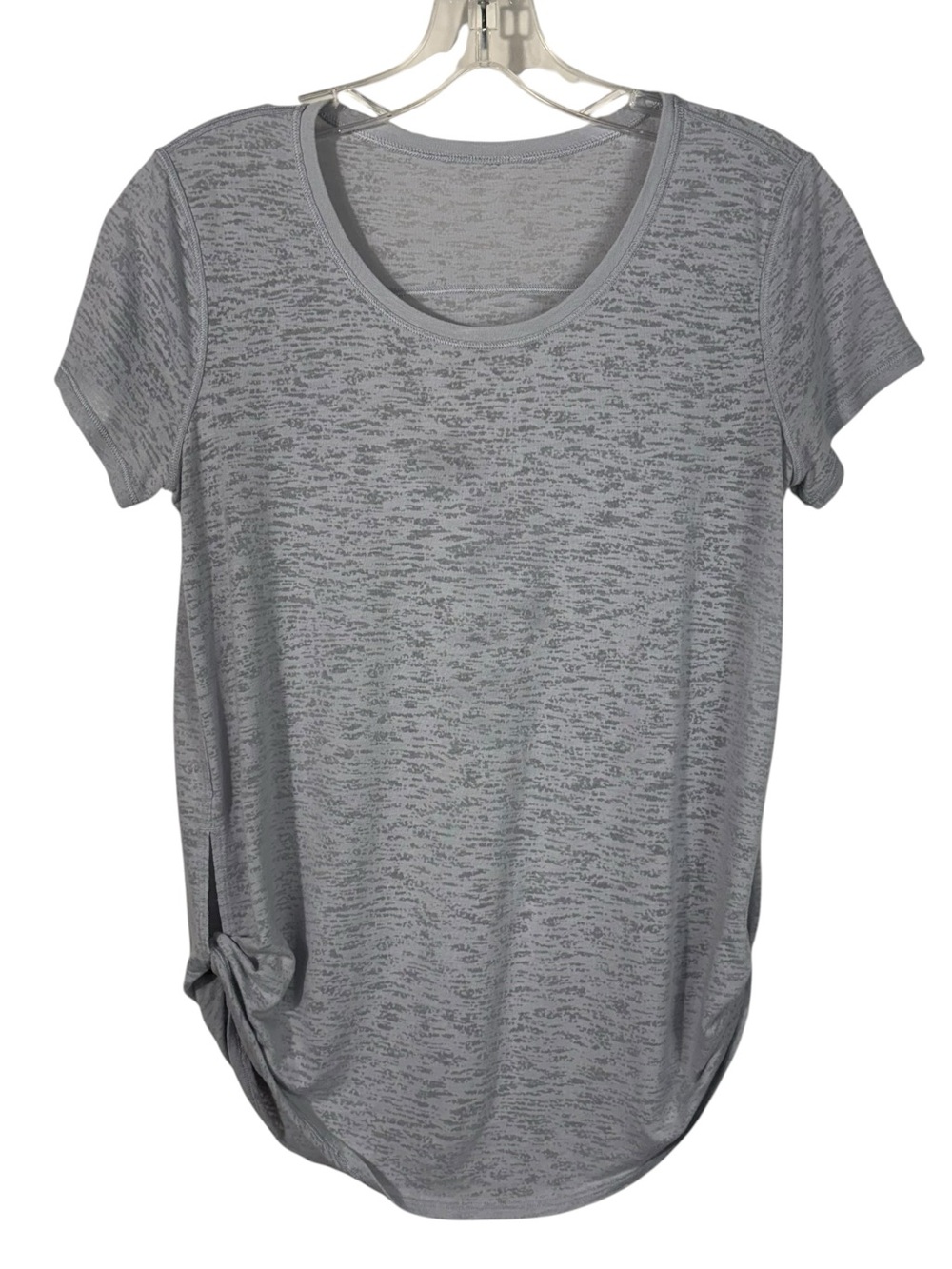 Lululemon Light Blue/Gray Short Sleeve Scoop Neck T-Shirt Twist Side Athletic 6